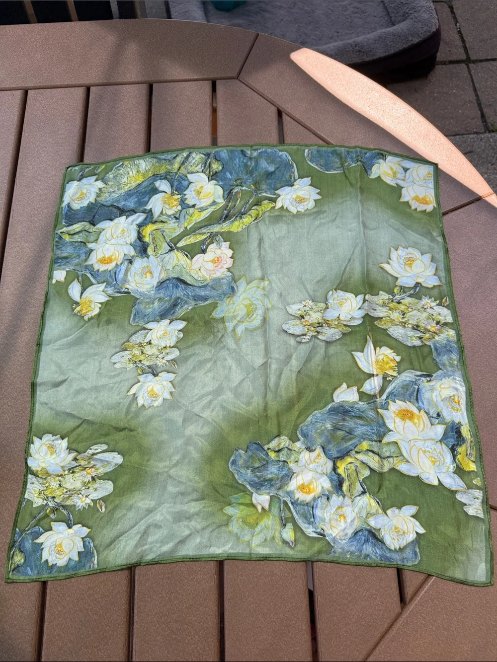 Mulberry Silk Square Water Lily Scarf